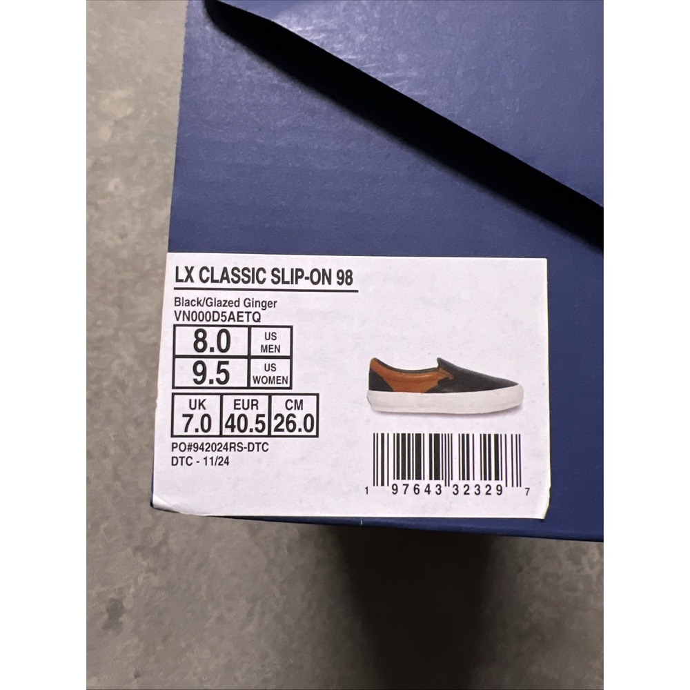 Vans LX Classic Slip On 98 Black/Glazed Ginger VN000D5AETQ Mens 8 Women's 9.5 - Picture 6 of 6